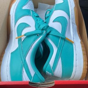 White washed low top teal dunks!